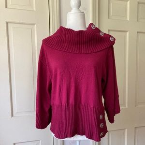 Cotton Cowl Sweater with Button Accents